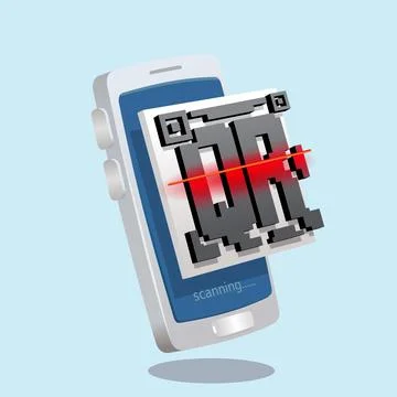 Smartphone Scanning Qr Code on smartphone 3d toy like vector illustration icon Stock Illustration