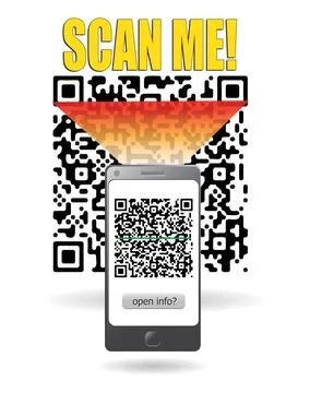 Smartphone scanning QR code smartphone scanning qr-code and show info butt... Stock Photos