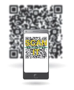 Smartphone scanning QR code smartphone scanning and show qr-code Copyright... Stock Photos