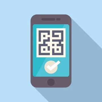 Smartphone scanning qr code successfully with checkmark Stock Illustration