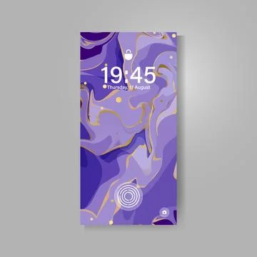 Smartphone screen with abstract wavy marble wallpaper background Stock Illustration