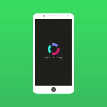 Smartphone screen and loading icon, green screen background, vector Stock Illustration