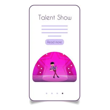Smartphone screen with a character performing on stage. Advertising, events Stock Illustration