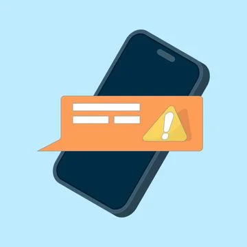 Smartphone screen with chat bubbles and exclamation marks Stock Illustration