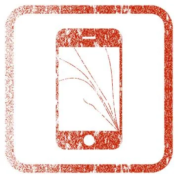 Smartphone Screen Cracks Framed Textured Icon Stock Illustration
