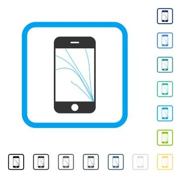 Smartphone Screen Cracks Framed Vector Icon Stock Illustration