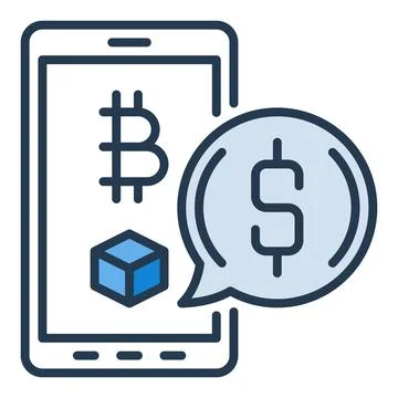 Smartphone screen with Crypto vector Bitcoin colored icon or symbol Illustration