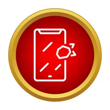 Smartphone screen damaged by falling object icon Stock Illustration