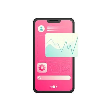 Smartphone Screen Display. Pink Theme Graphics Stock Illustration