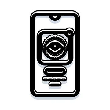 Smartphone screen displaying biometric eye scanning security イラスト素材