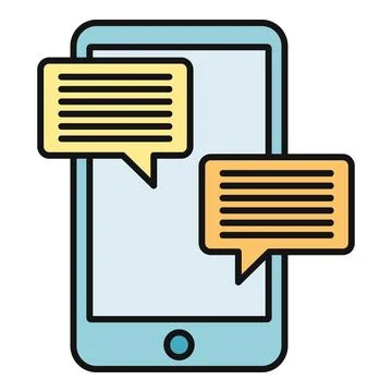 Smartphone screen displaying chat conversation instant messaging bubbles 库存插图