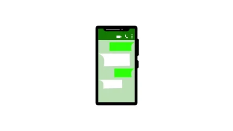 Smartphone screen displaying chat messages with green bubbles and white tex.. Stock Footage 340444518