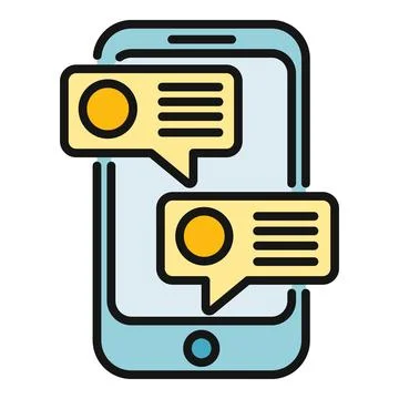 Smartphone screen displaying chat messages bubbles 库存插图