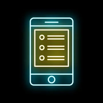 Smartphone screen displaying checklist with neon glow Stock Illustration