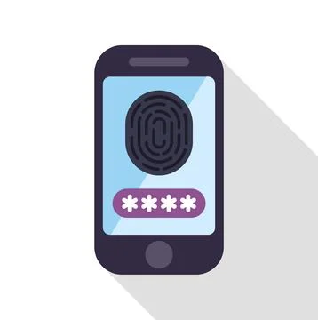 Smartphone screen displaying fingerprint and password for security Stock Illustration