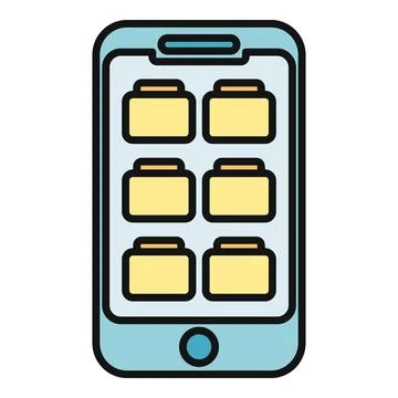 Smartphone screen displaying folder icons for data organization 스톡 일러스트
