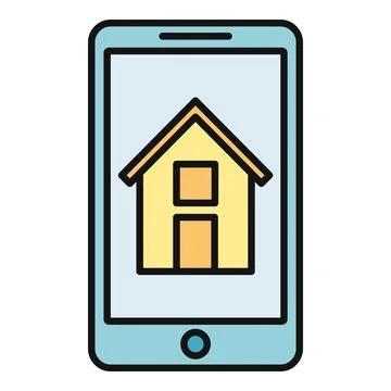 Smartphone screen displaying house icon for smart home app 스톡 일러스트