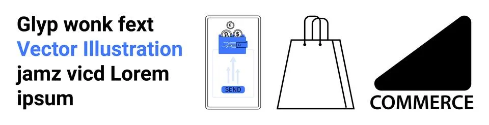 Smartphone screen displaying a messaging app, a shopping bag, and a commerce  イラスト素材
