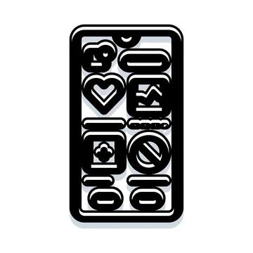 Smartphone screen displaying mobile application icons and interface Stockillustratie