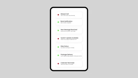 Smartphone screen displaying multiple notifications animation Stock Footage 347118510