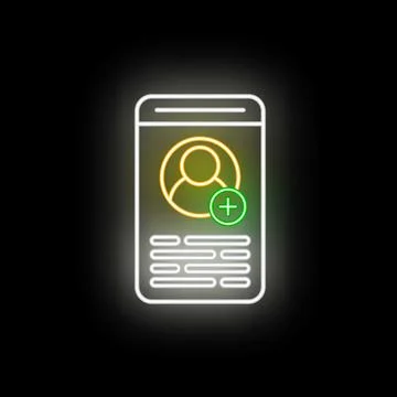 Smartphone screen displaying profile icon adding new friend Stock Illustration