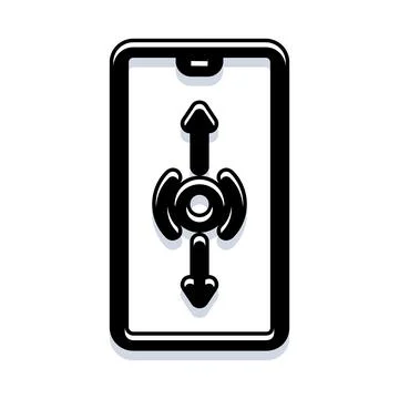 Smartphone screen displaying scroll and navigation arrows Illustrazione stock
