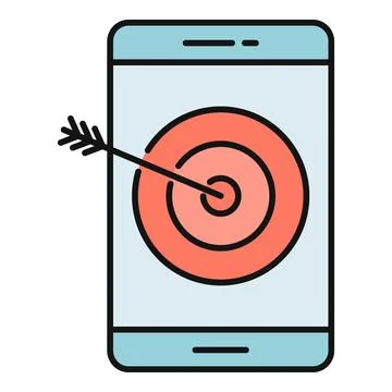 Smartphone screen displaying target with arrow hitting bullseye Stock Illustration