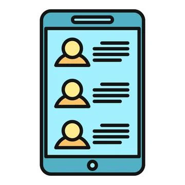 Smartphone screen displaying user profiles on a contact list Illustrazione stock