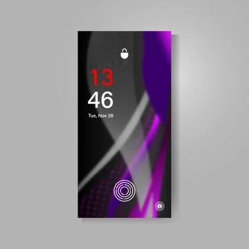 Smartphone screen with dynamic abstract wavy wallpaper creative Illustrazione stock