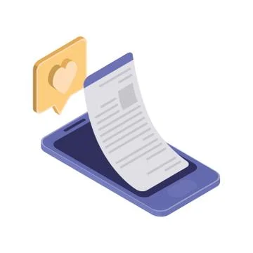Smartphone screen with email notifications Stock Illustration