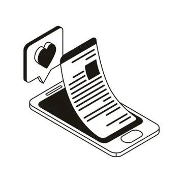 Smartphone screen with email notifications Stock Illustration