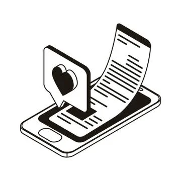 Smartphone screen with email notifications Stock Illustration