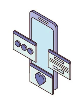Smartphone screen with email notifications Stock Illustration