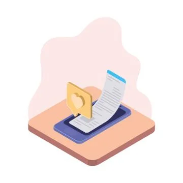 Smartphone screen with email notifications Stock Illustration