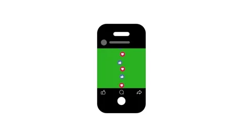 Smartphone screen with green content displays social media reaction icons a.. Stock Footage 341228931