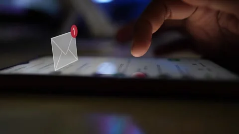 Smartphone screen message popup notification scrolling by hand finger footag Stock Footage 290951674