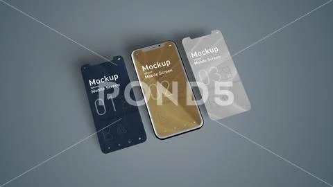Smartphone Screen Mockup Floating Mobile UI Display Template PSD Template