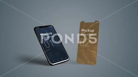 Smartphone Screen Mockup Floating Mobile UI Display Template PSD 템플릿