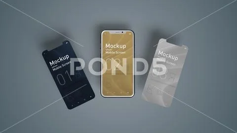 Smartphone Screen Mockup Floating Mobile UI Display Template PSD 템플릿