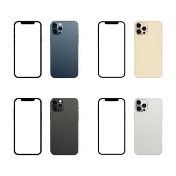 Smartphone screen mockup front and back side view 스톡 일러스트