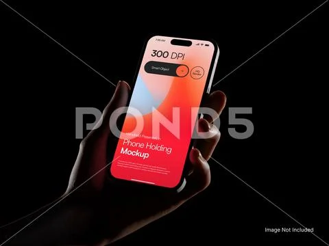Smartphone Screen Mockup with Silhouette hand PSD Template