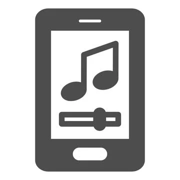 Smartphone screen with note, mobile app, music player solid icon, music concept Illustrazione stock