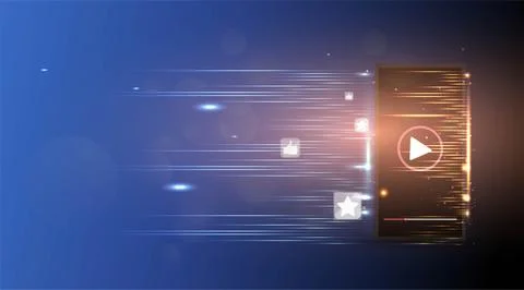 Smartphone screen play button, Streaming preview template, 3d with likes and  스톡 일러스트