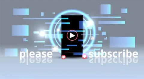 Smartphone screen play button, Streaming preview template, 3d with likes and  Stockillustratie