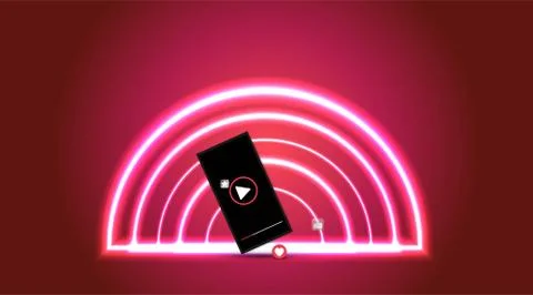 Smartphone screen play button, Streaming preview template, 3d with likes and  스톡 일러스트