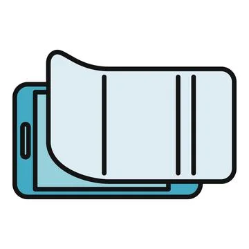 Smartphone screen protection applying or removing icon Stock Illustration