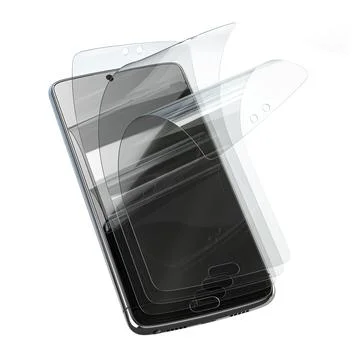 Smartphone screen protector glass or film cover. Transparent multi layered gl Stock Illustration