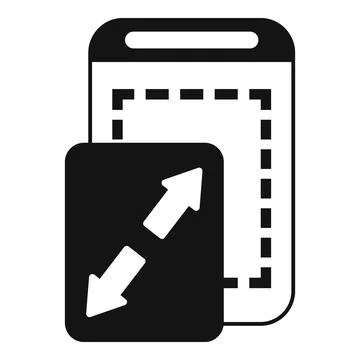 Smartphone screen with resizing tool, expanding and shrinking arrows Illustrazione stock