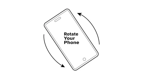 Smartphone Screen Rotation sign message indicate the User to rotate mobile .. Stock Footage 305702087