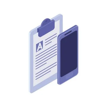 Smartphone screen with sheets of paper Stock Illustration